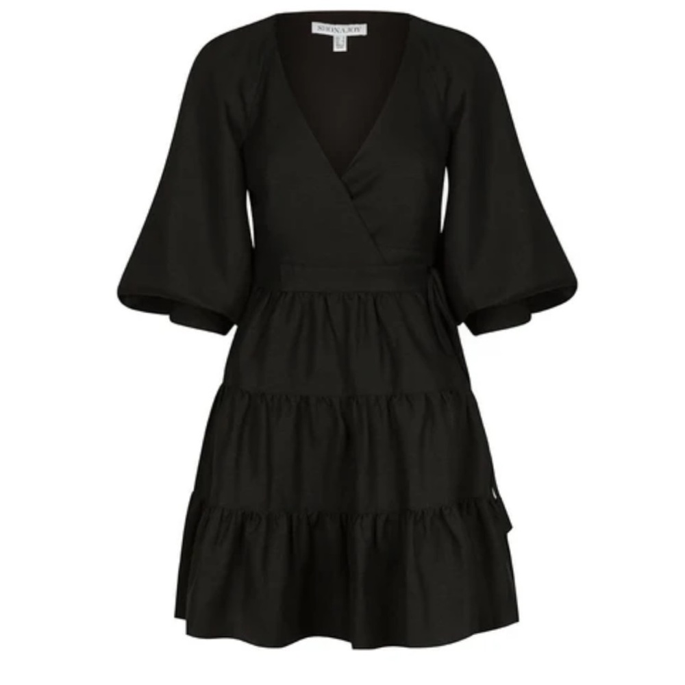 Shona Joy Nicolette Linen Wrap Mini Dress